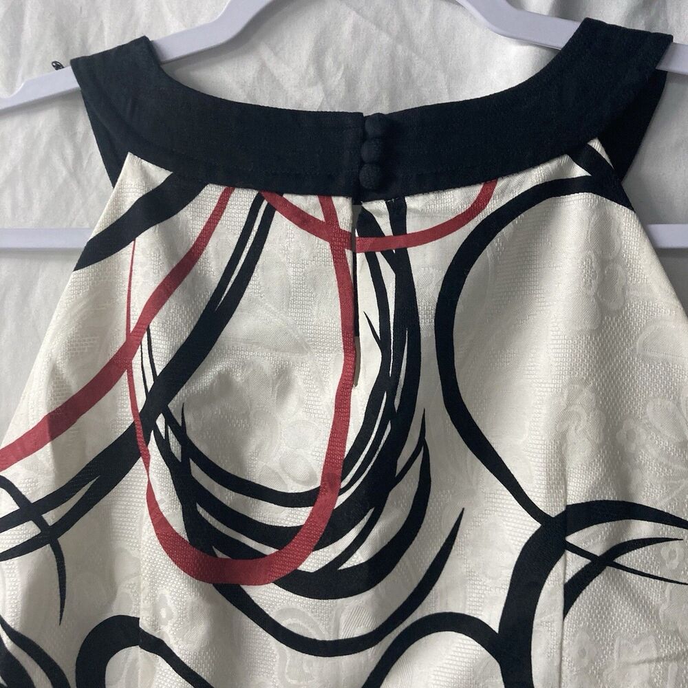 ANN TAYLOR white black red floral sleeveless shift dress 6P - Picture 6 of 9